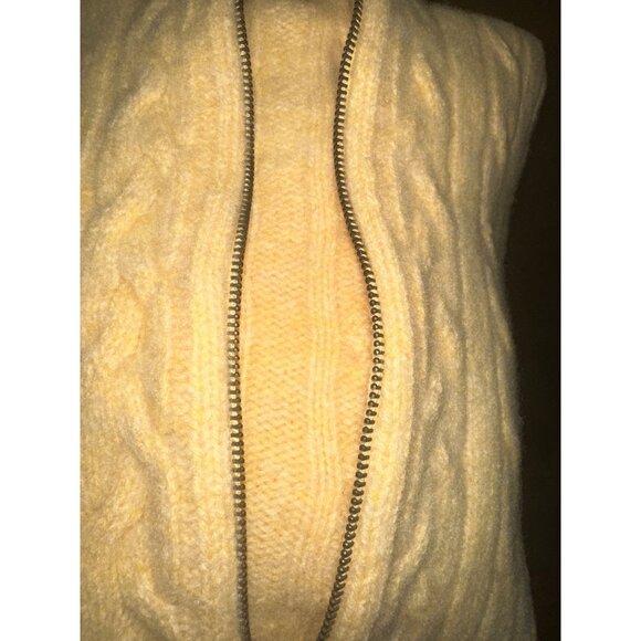 Abercrombie & Fitch Yellow Cable Knit Wool Hoodie Sweater Size Large - Picture 14 of 16